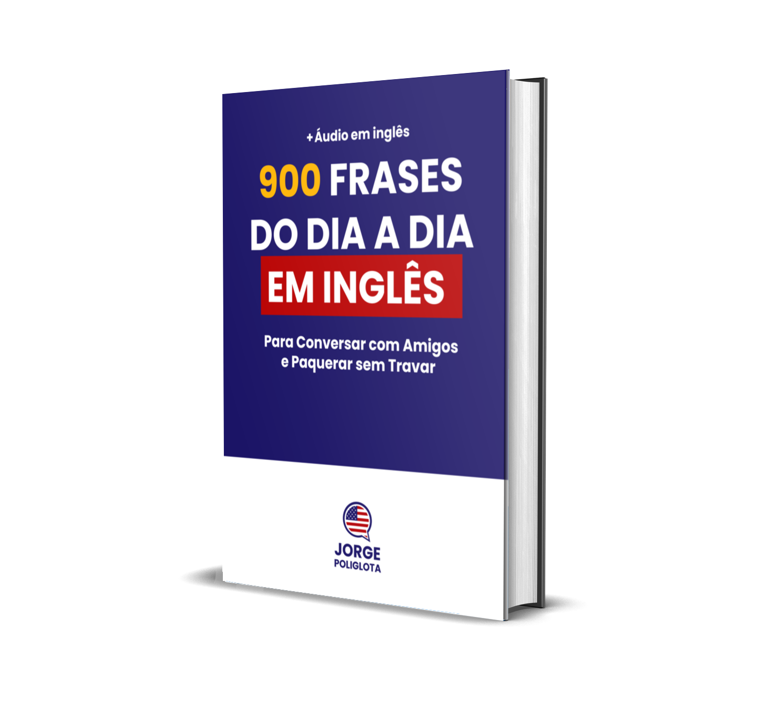 Capa do Ebook 900 Frases em Inglês do Dia a Dia e prévia de uma página com frases